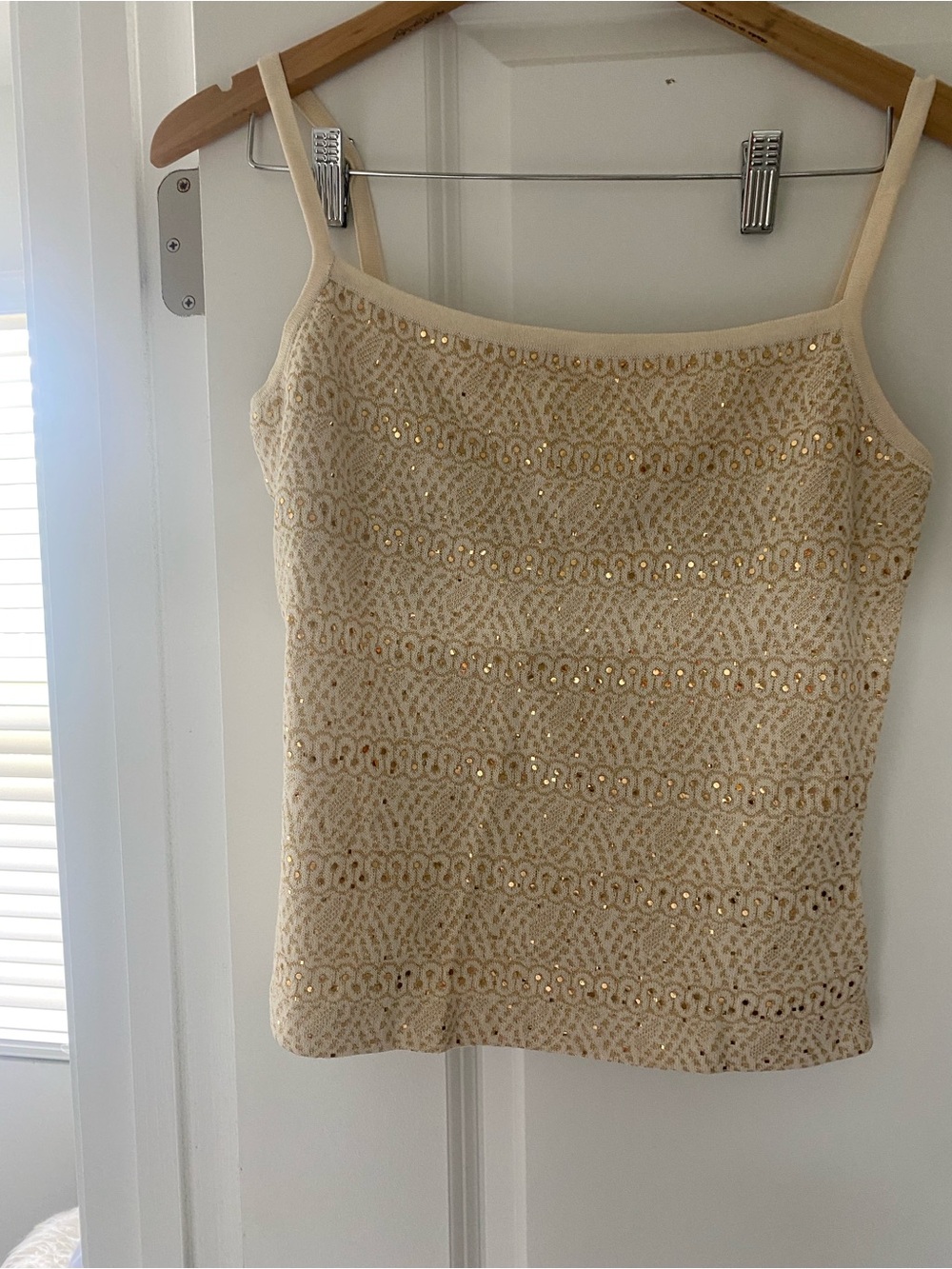 St. John Cream Beaded Lace Camisole & skirt set